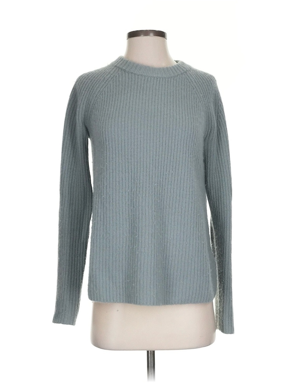 Vince 100% Cashmere Ribbed Crewneck Sweater in Dusty Blue